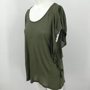 Hinge Sheer Green Ruffle Top Size S